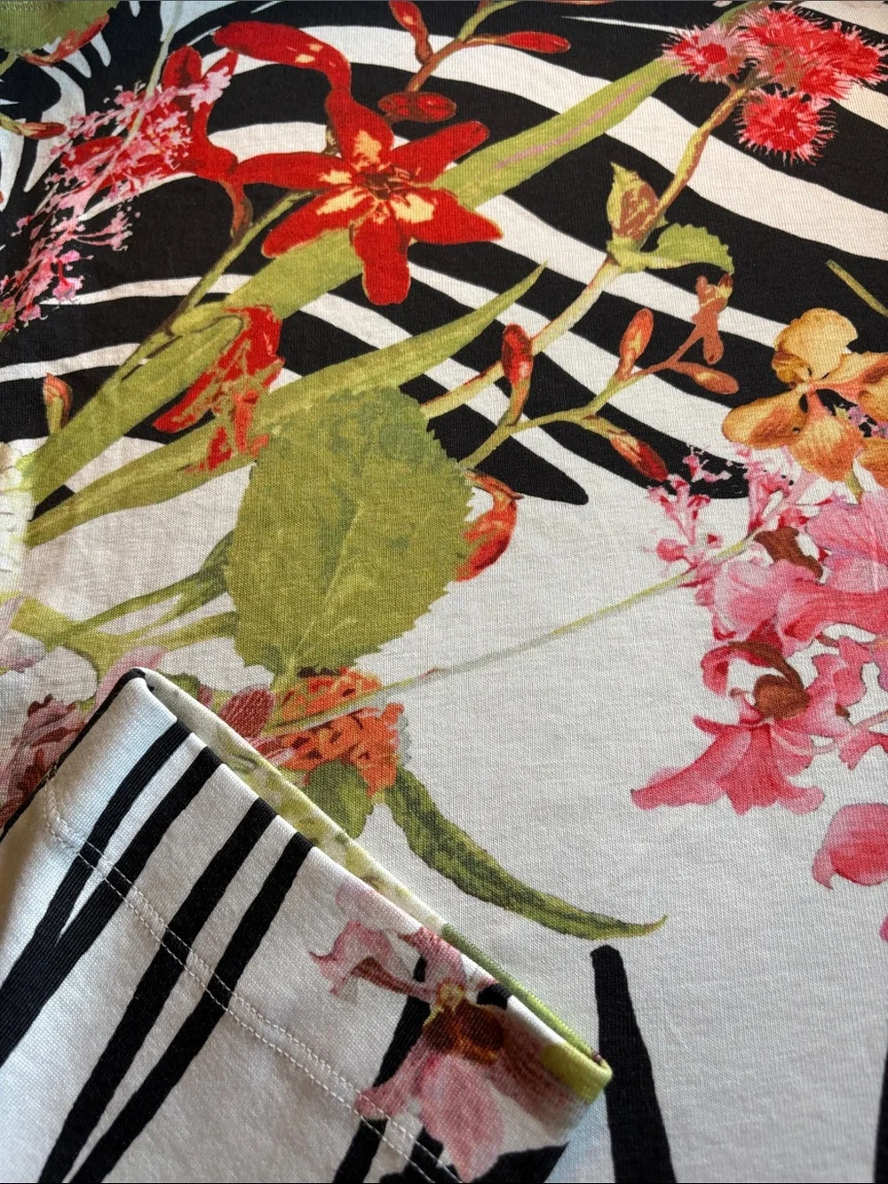 Chico's Multicolor Floral & Zebra Print Tee - Picture 4 of 6